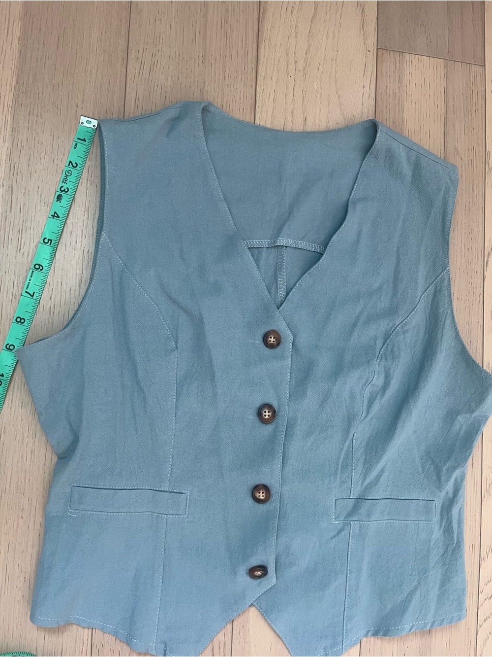 Light Blue Wide-Leg Pants with Matching Vest - Picture 7 of 10